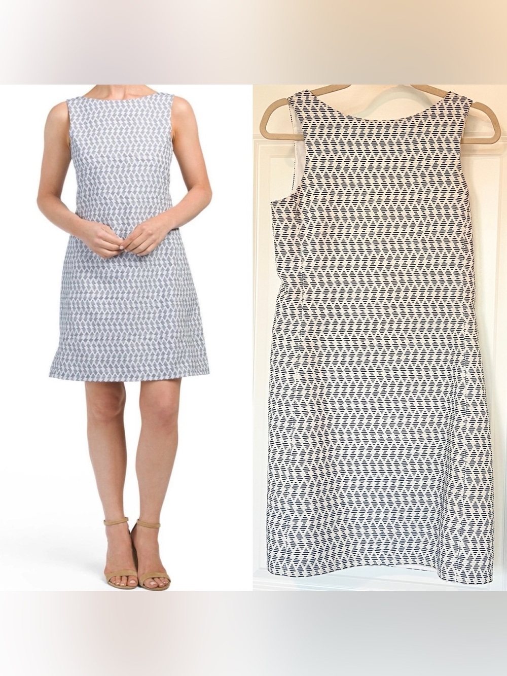 Theory Dress Women’s 4 Shift Sleeveless A-Line Blue White Tweed Mivrill Mayview